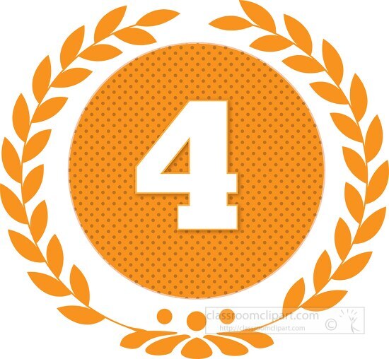 number four orange dots with wreath design