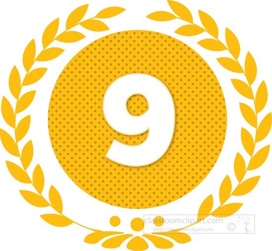 number nine orange dots with wreath design