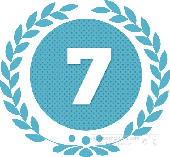 number seven blue dots with wreath design