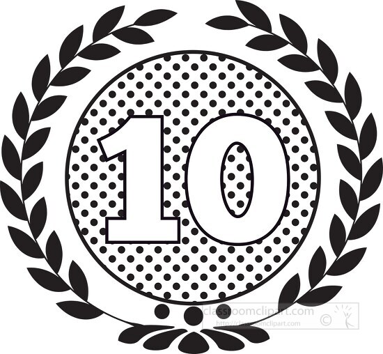 number ten black white dots with wreath design