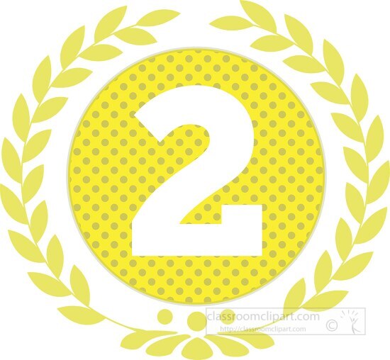 number two yellow dots with wreath design