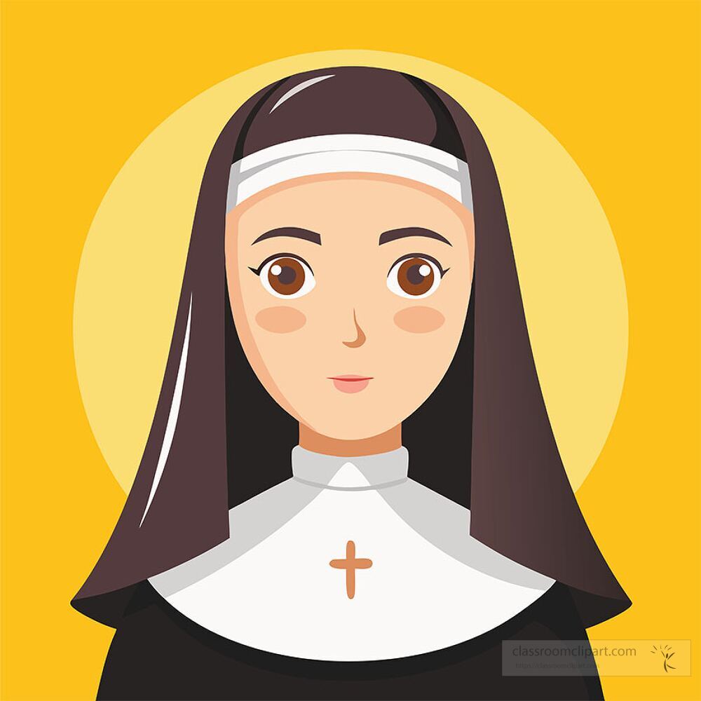 nun with a white headband and a cross