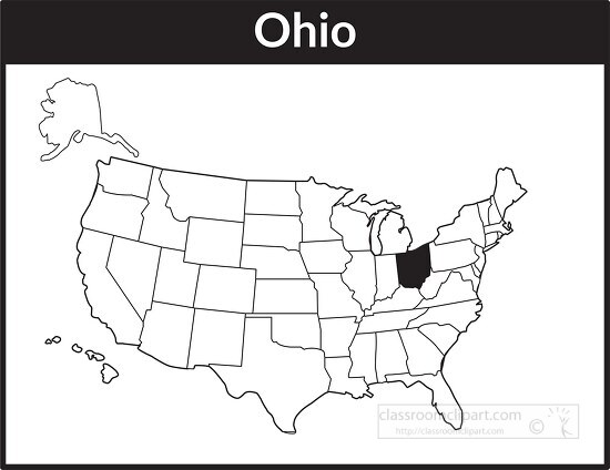 ohio map square black white clipart