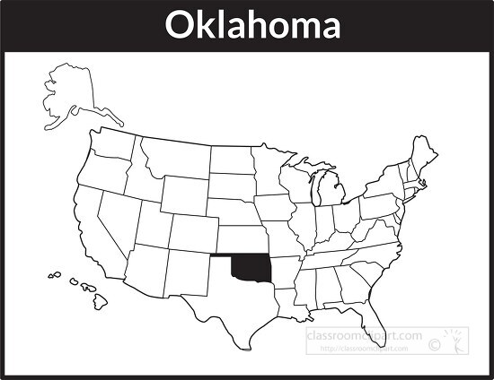 oklahoma map square black white clipart