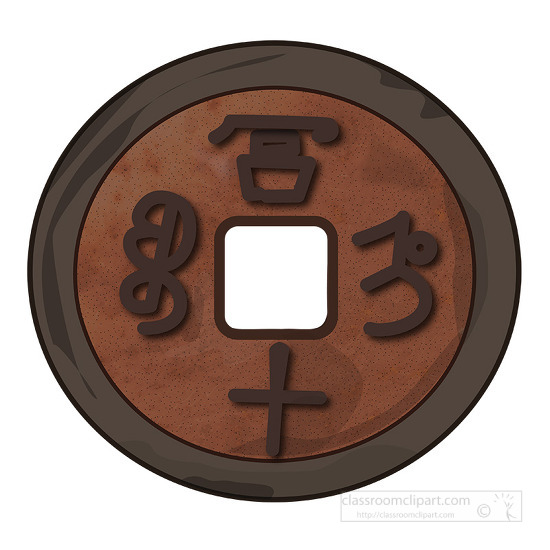 old chinese tang dynasty bronze coin vector clipart