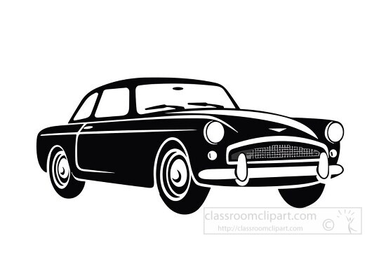 old Classic Car silhouette black outline clip art