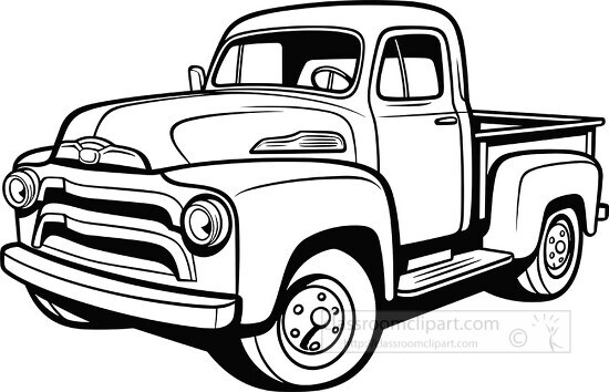 old style pick up truck black outline