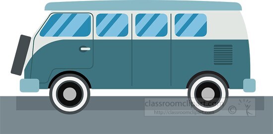 old style volkswagon Van with tire in front clipart