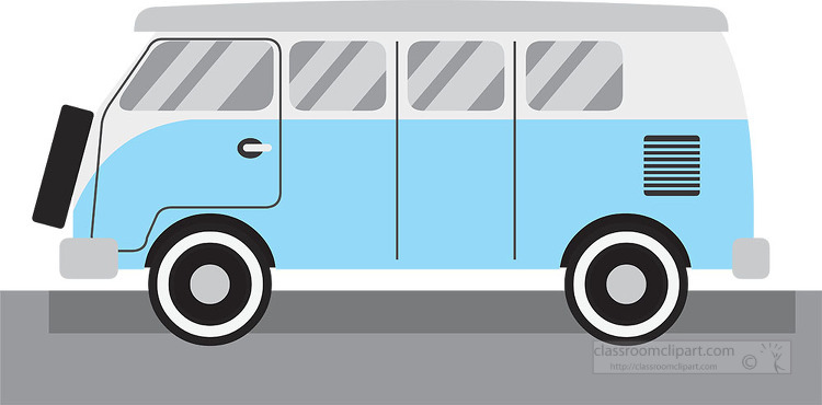 old style volkswagon van with tire in front gray color clip art