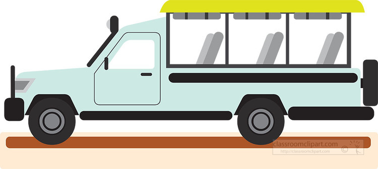 open green safari truck with top for shade gray color clipart