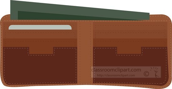 open mens wallet with credit card money clipart