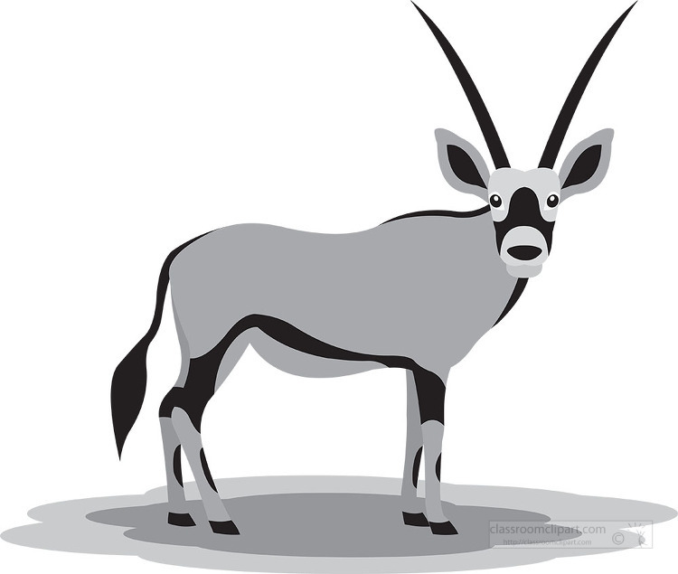 oryx standing on a green fie gray color clip art