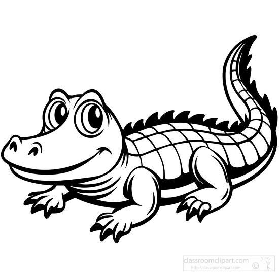 Outline drawing of a friendly alligator