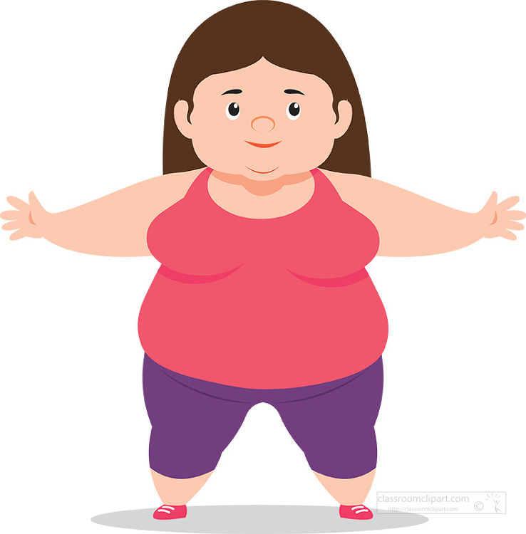 overweight woman warming up to exercise clipart