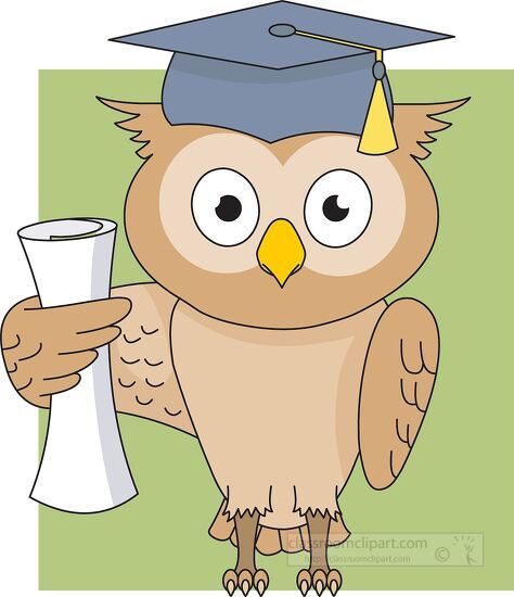 owl with cap and diploma clipart