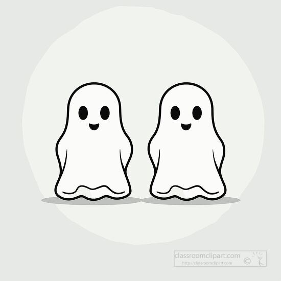 pair of cheerful ghosts with friendly expressions and wide smile