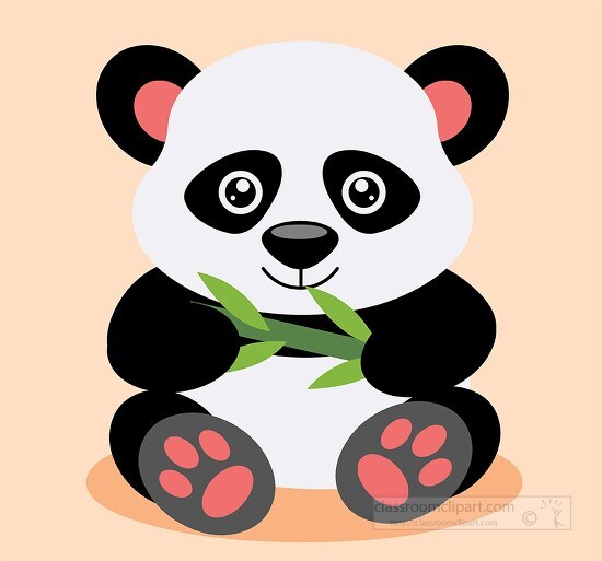 panda bear is holding a bamboo leaf in its paws