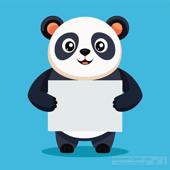 panda holding large white board clipart