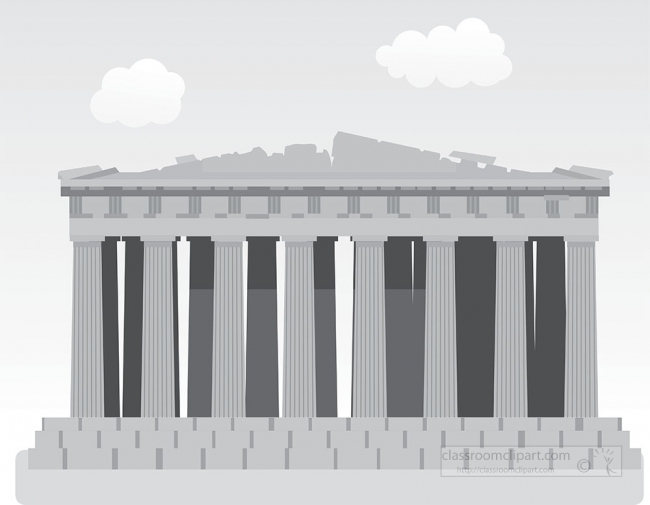 parthenon temple ancient greece gray clipart 2