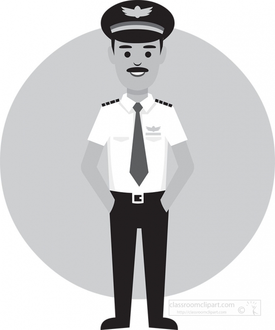 passenger airline pilot in uniform wearing pilot cap gray color 