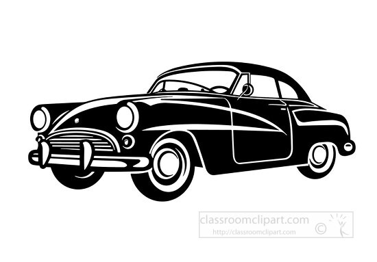 Cars Outline Clipart-Classic car silhouette illustrated in black outline  clip art