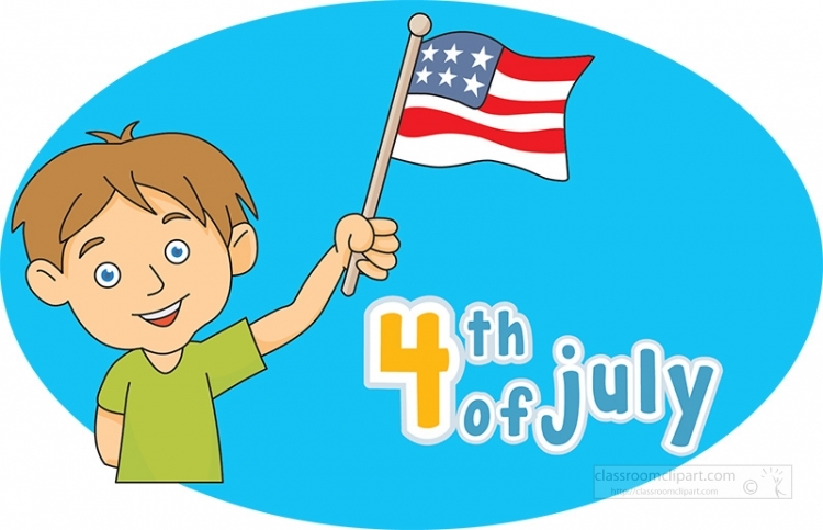 patriotic boy waving flag clipart