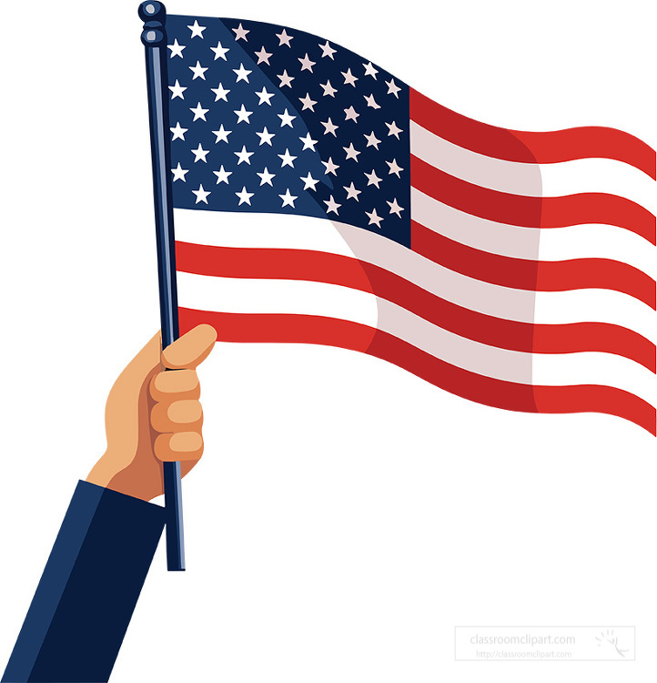 patriotic holding of the american flag in a hand