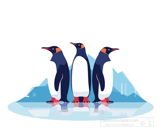 penguins standing gracefully on ice clip art