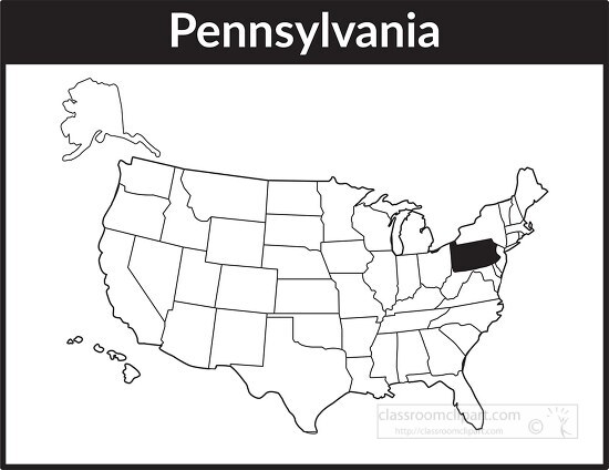 pennsylvania map square black white clipart