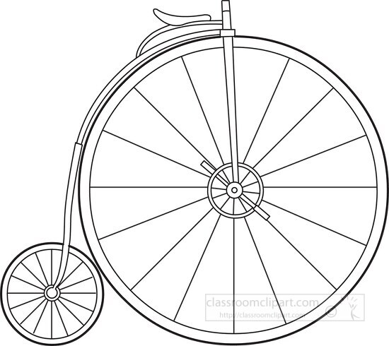 penny farthing bicycle black white outline clipart