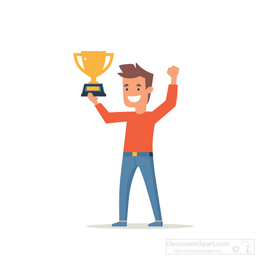 person holding a trophy in his hand clip art