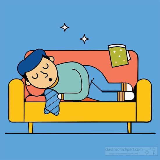 person taking a peaceful nap cartoon style