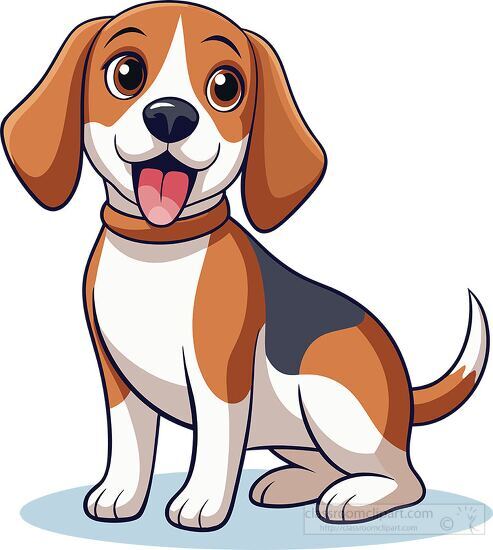 pet beagle dog with its tongue out clipart