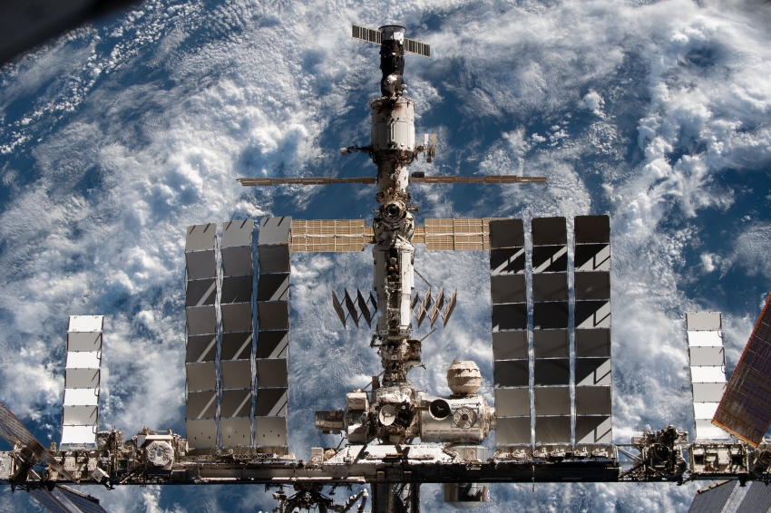  International Space Station is pictured from the SpaceX Crew