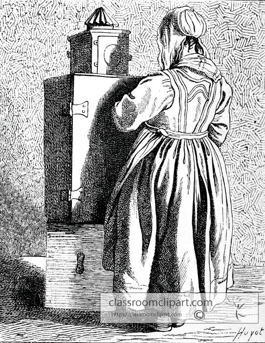 18th century french woman workds with a magic lantern