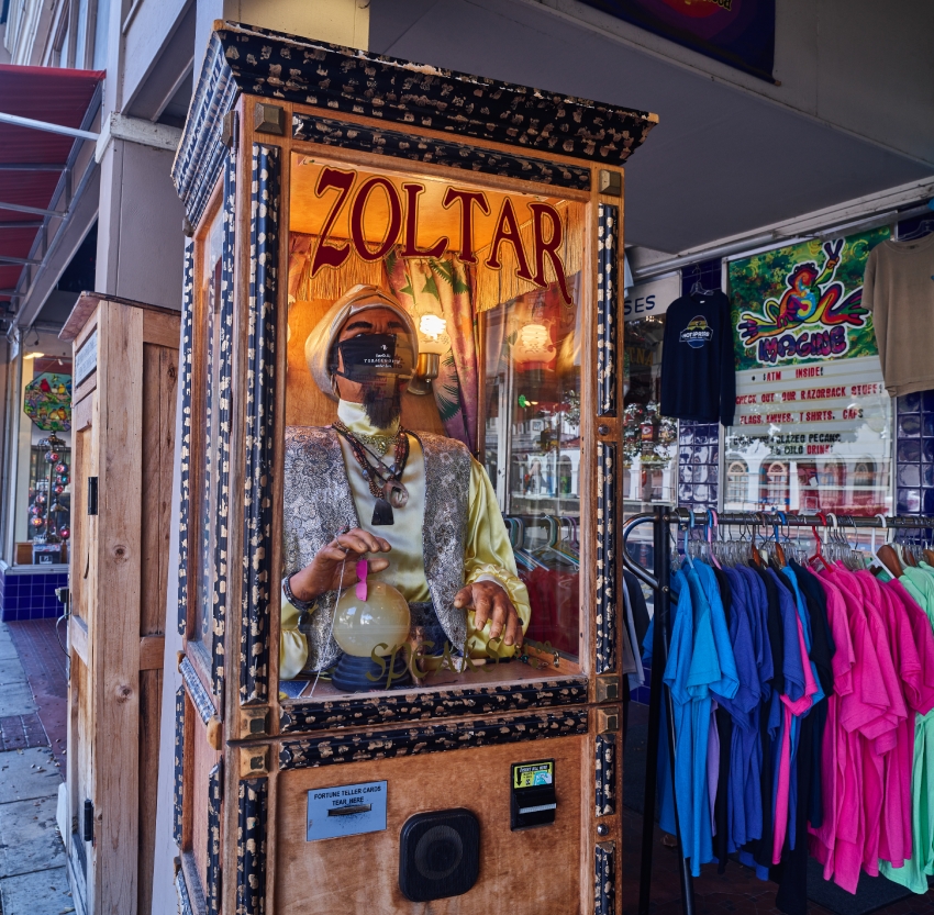 A classic fortune teller booth outside a shop in Hot Springs