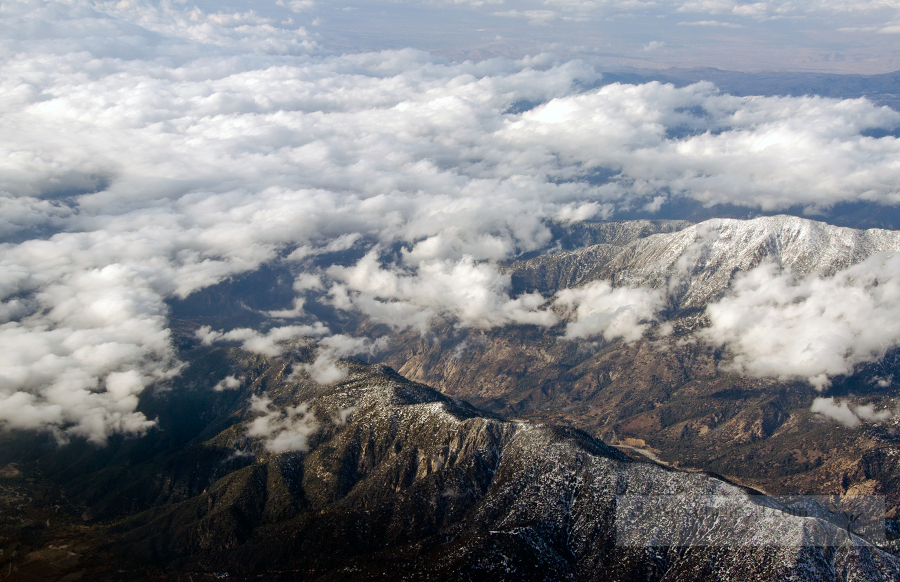 aerial view snow covered mountains southern california 0616