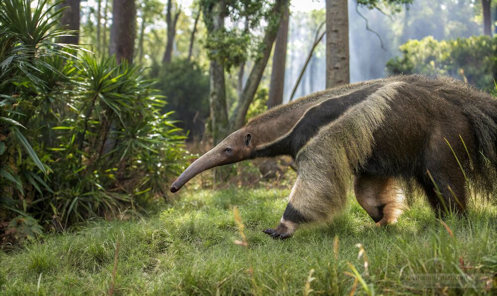 anteaters distinctive long nose and fur