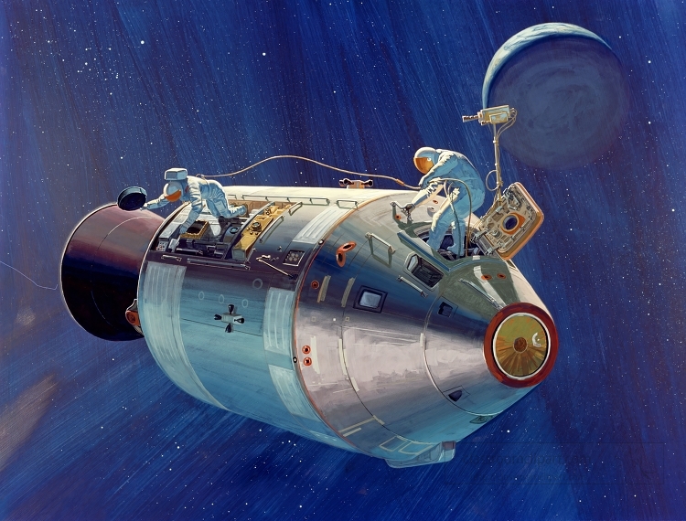 Apollo 15 artwork showing Worden EVA
