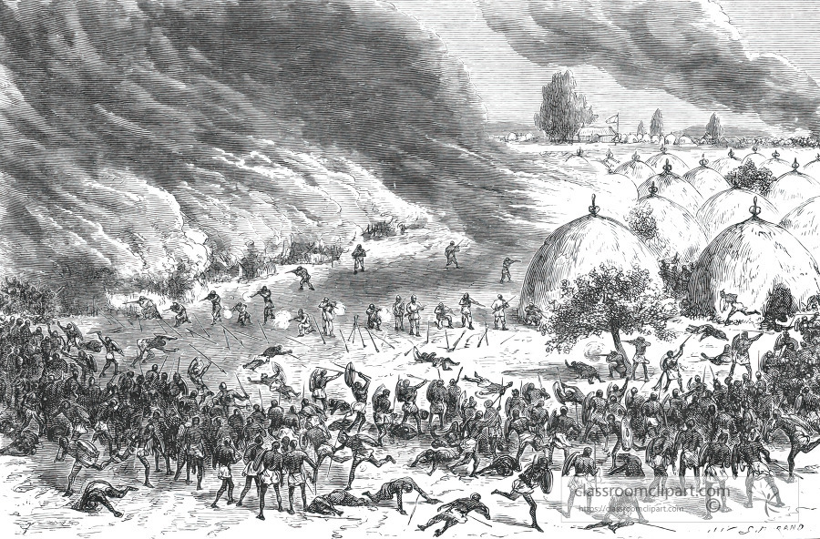 attack and defeat historical illustration africa