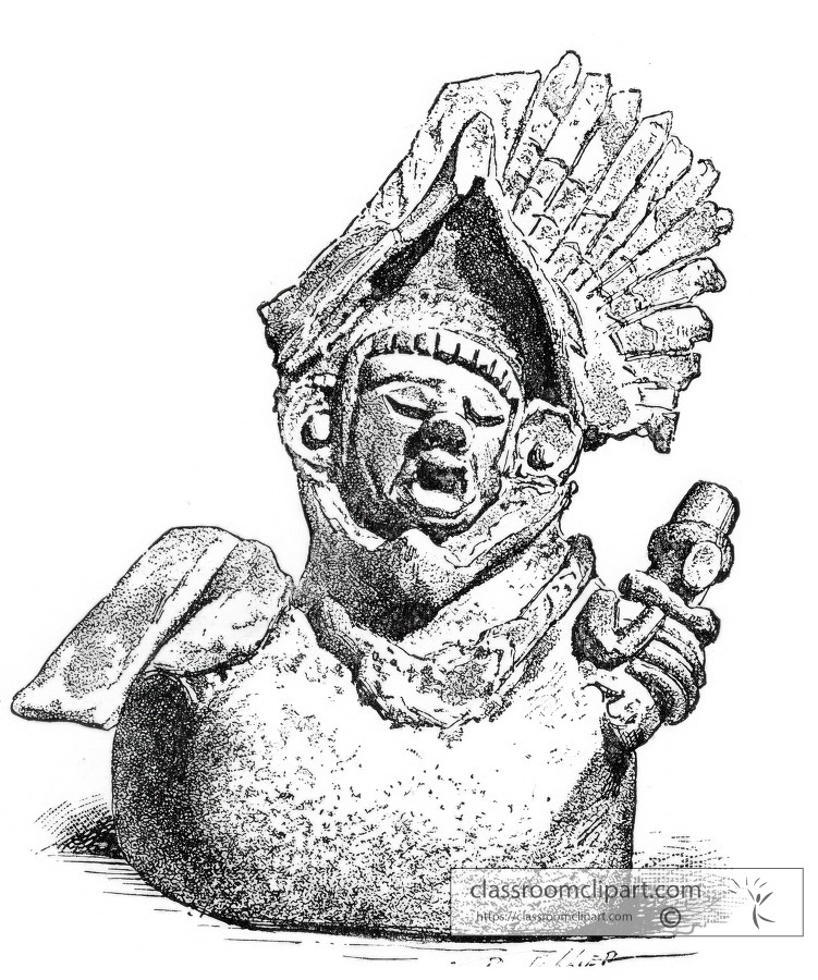 Aztec Warrior mexico historic illustration
