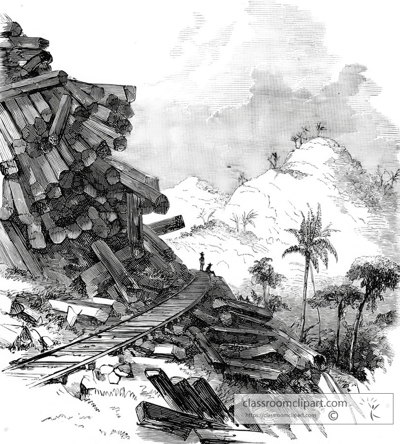 basaltic cliff historical illustration