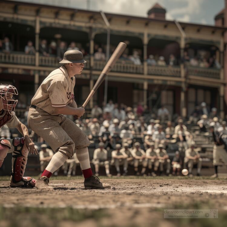 baseball player in a vintage uniform prepares to bat