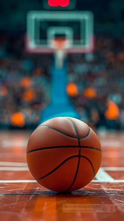 basketball on a court with a blurred background