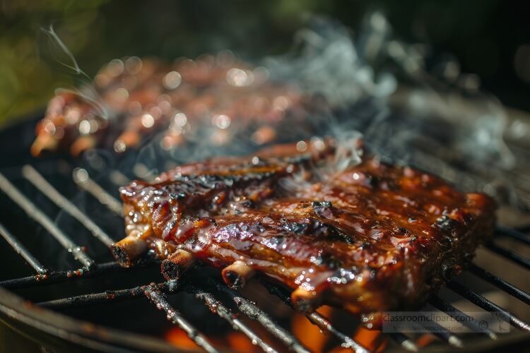 BBQ ribs is covered in a glaze