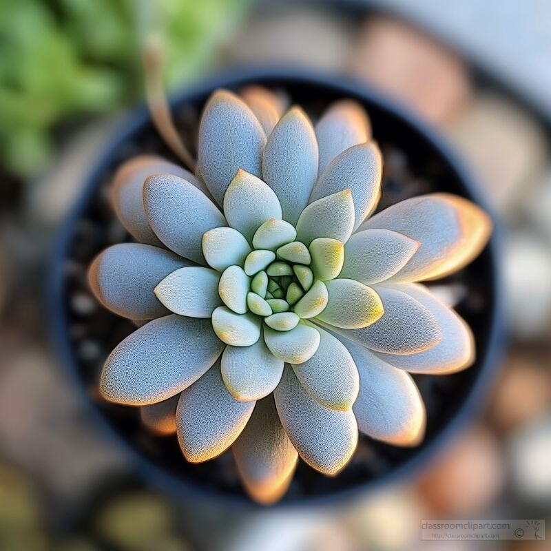 Beautiful Succulent Plant in a Small Pot From Above