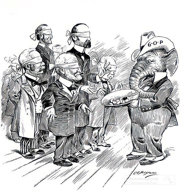 black and white american political cartoon a0701