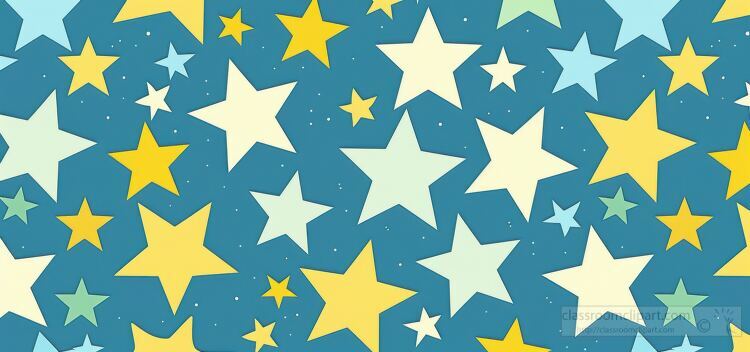 blue and yellow stars float across this lively starry pattern