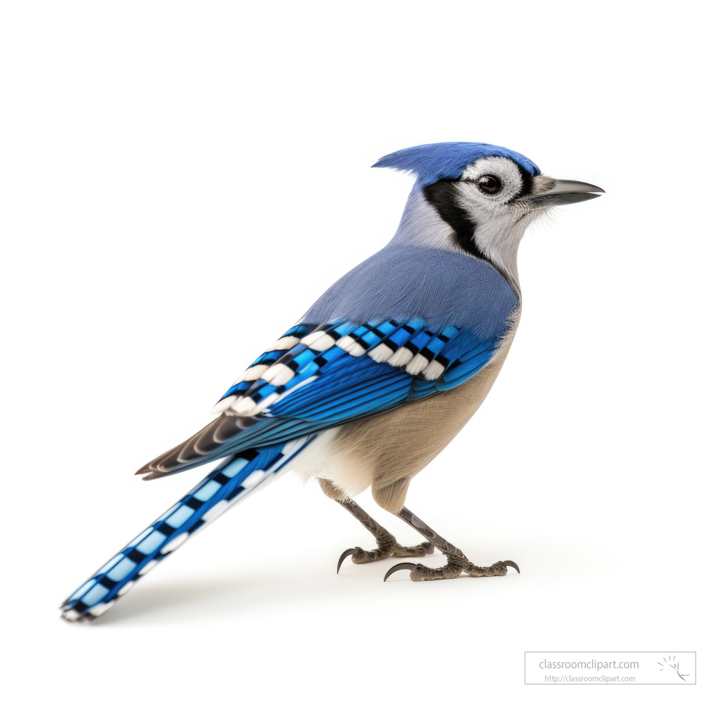 blue jay side view isolated on white background