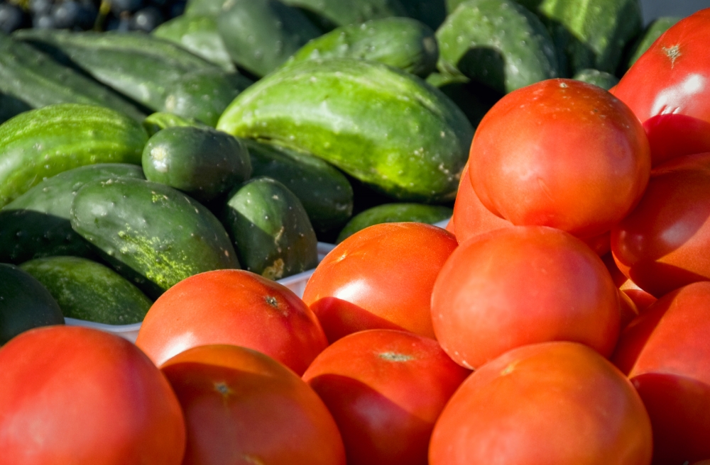 bright red tomatoes with cucumbers